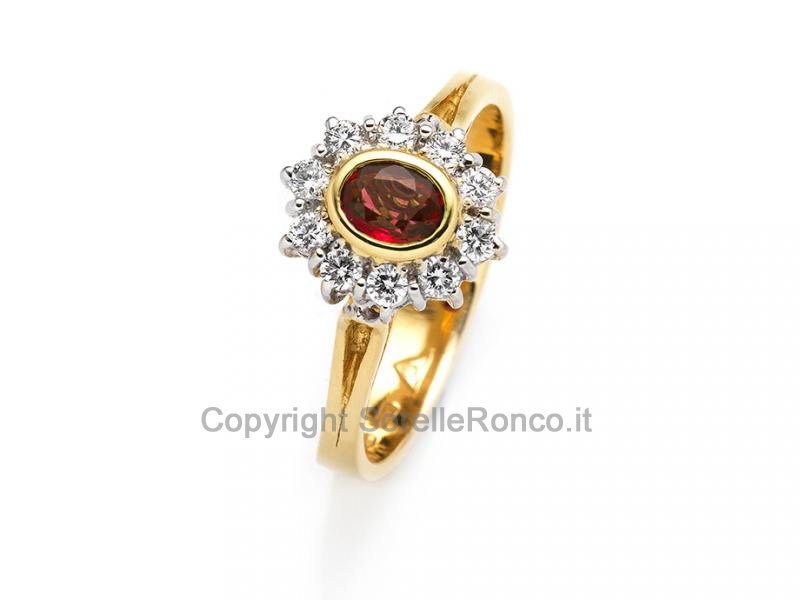 ANELLO CON DIAMANTI E RUBINO 0.39 CT